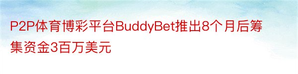 P2P体育博彩平台BuddyBet推出8个月后筹集资金3百万美元